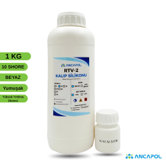 1. Kalite Beyaz RTV-2 Kalıp Silikonu 10 SHORE (Yumuşak) 1 KG