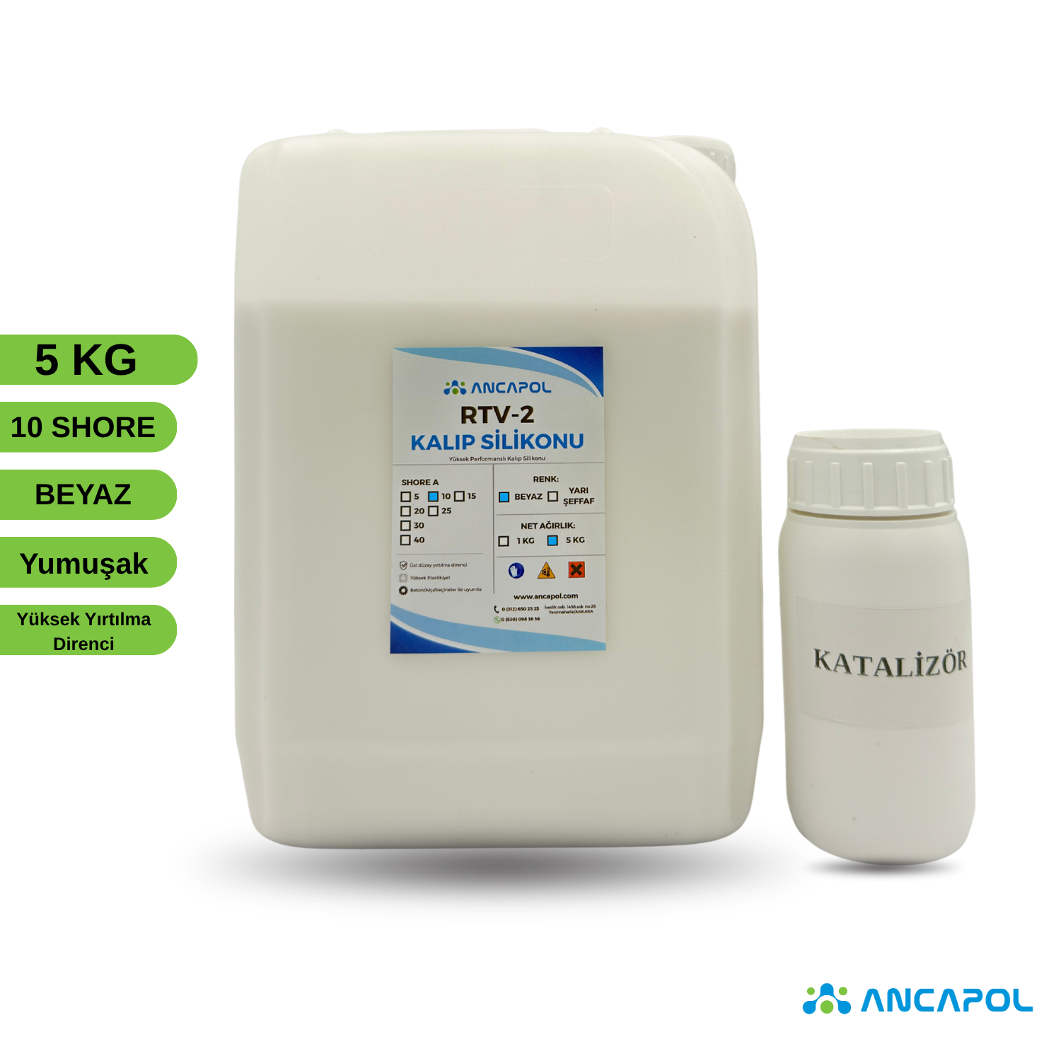 1. Kalite Beyaz RTV-2 Kalıp Silikonu 10 SHORE (Yumuşak) 5 KG