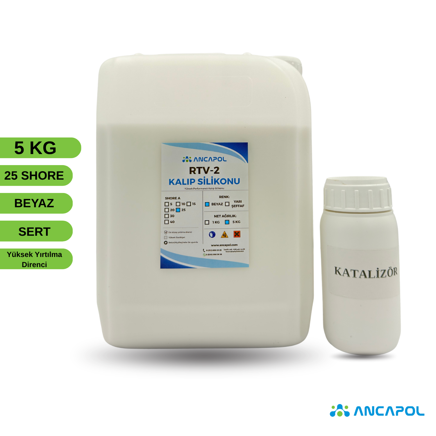 1. Kalite Beyaz RTV-2 Kalıp Silikonu 20 SHORE (Sert) 5 KG