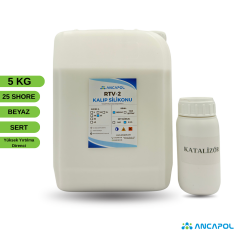 1. Kalite Beyaz RTV-2 Kalıp Silikonu 20 SHORE (Sert) 5 KG