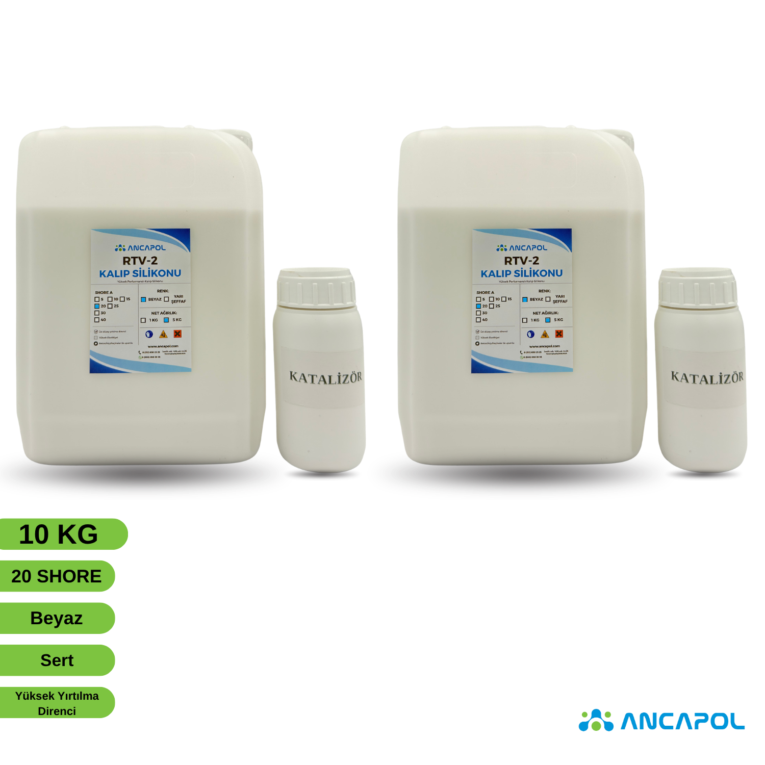 Ancapol 20 Shore RTV-2 Kalıp Silikonu - Beton, Polyester ve Büyük Obje Kalıp Silikonu 10 KG