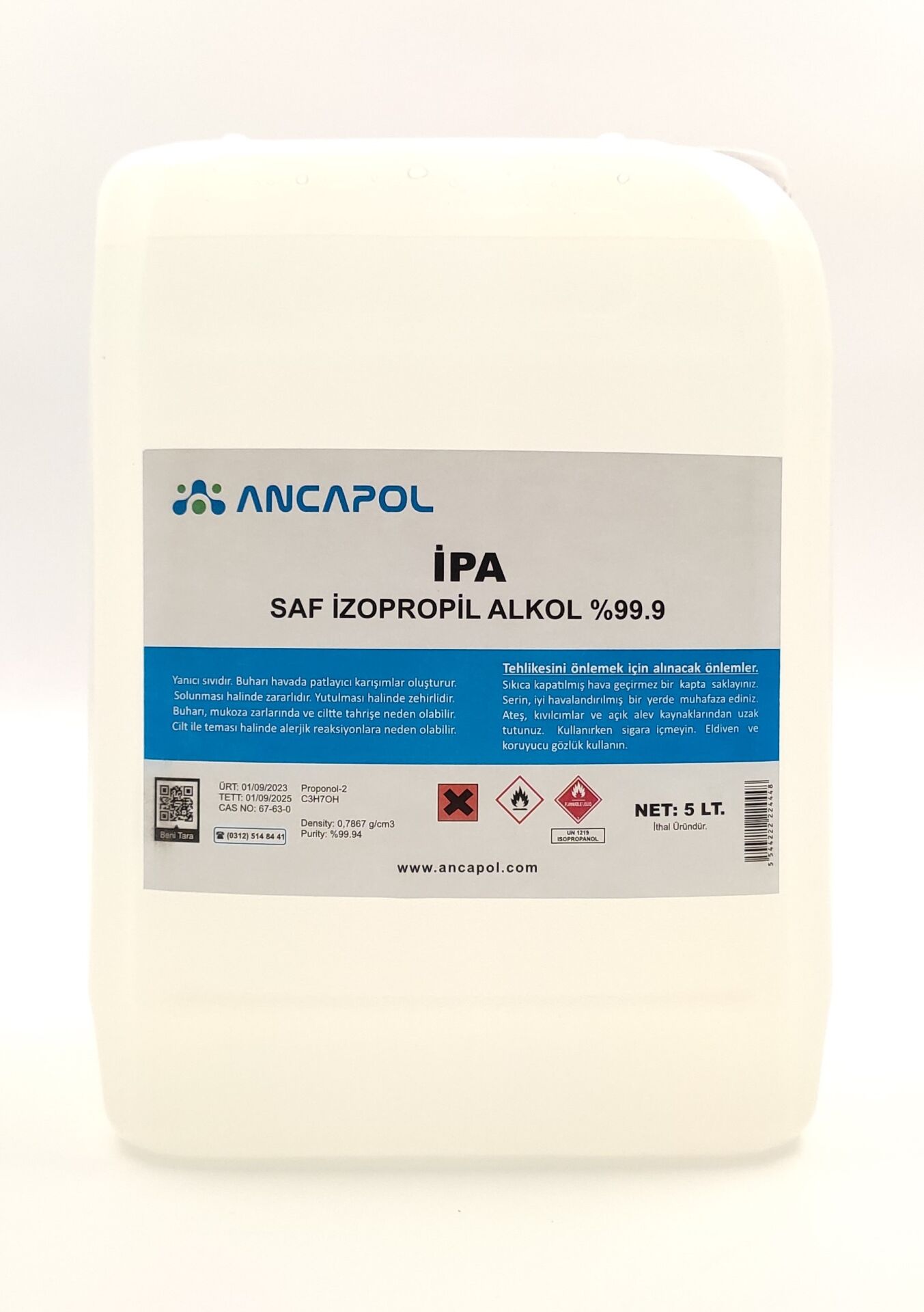 Saf %99.9 Izopropil Alkol 5 Litre