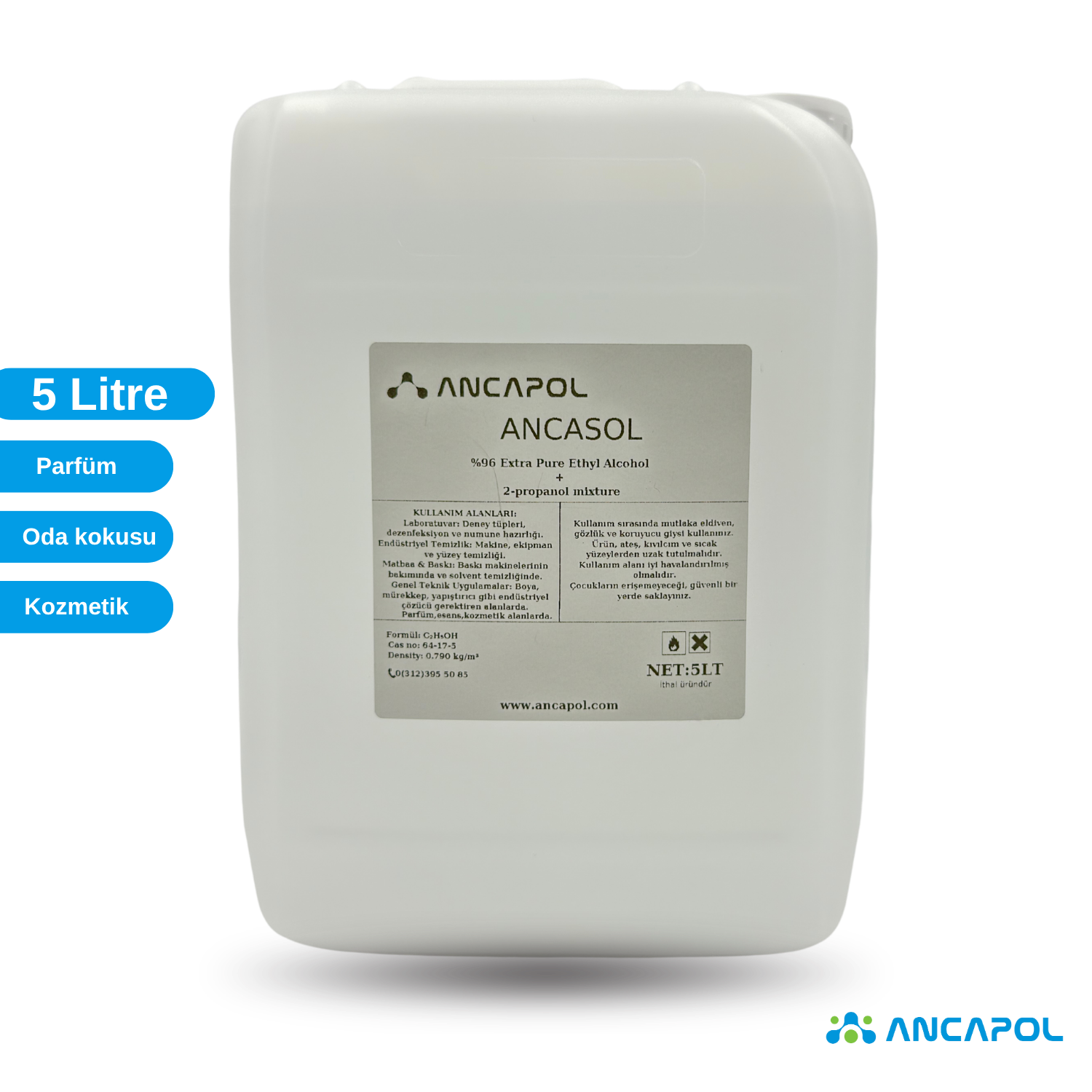 Ancasol %96 Alkol Solüsyonu - Parfüm, Oda Kokusu ve 3D Reçine Temizleyici