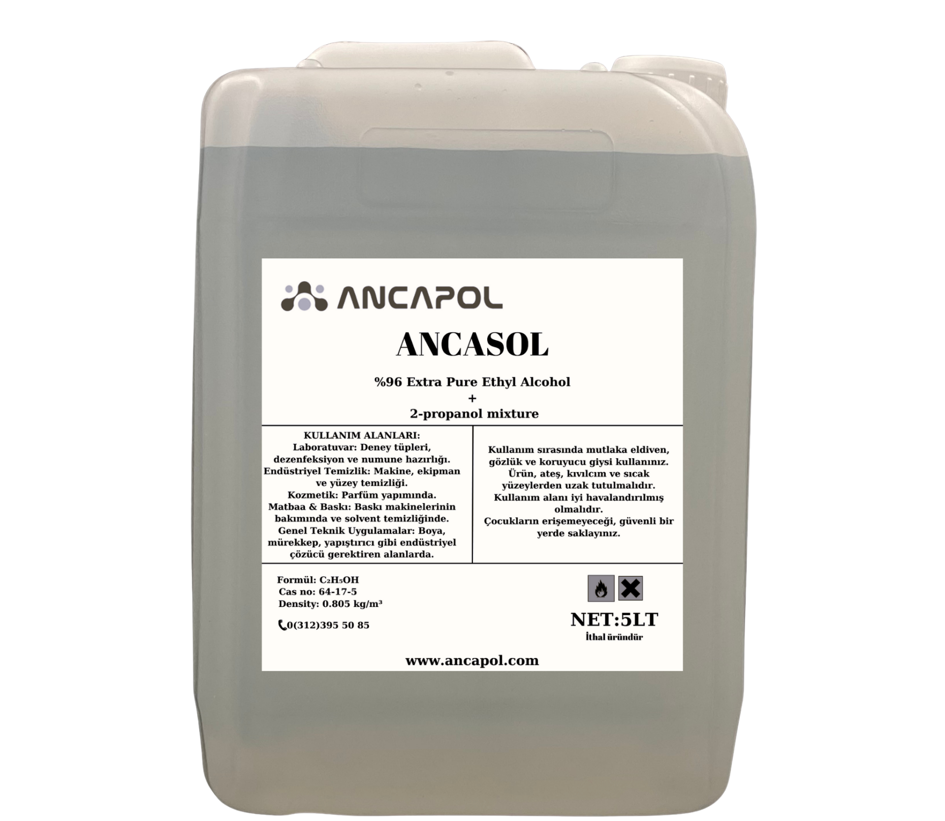 Ancasol Alkol Solüsyonu– %96 Saflıkta Parfüm Yapımına Uygun