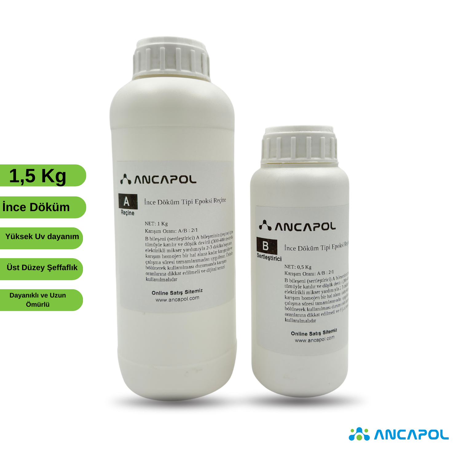 Ancapol Ultra Şeffaf İnce Döküm Epoksi Reçine Seti - Ekstra UV Dayanımlı