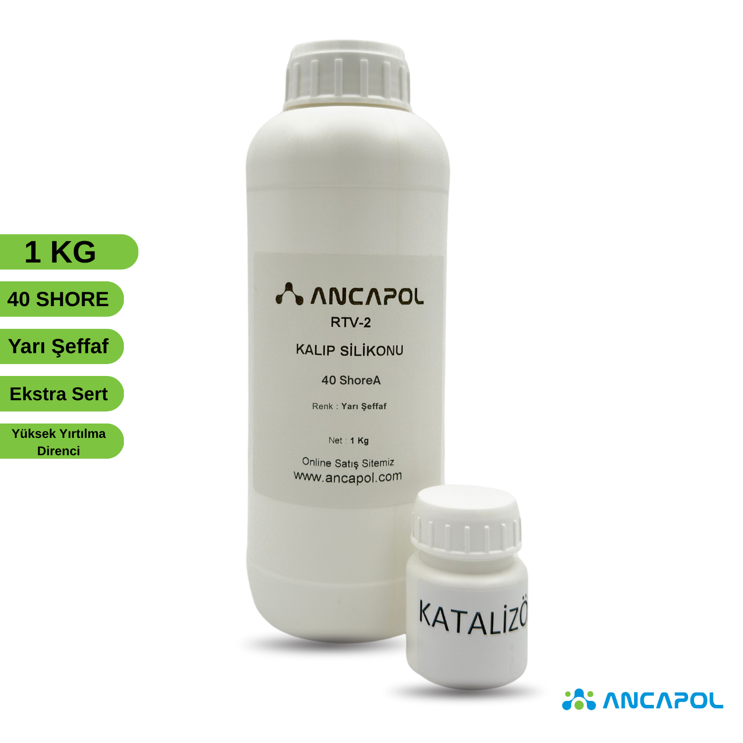 1. Kalite Yarı Şeffaf RTV-2 Kalıp Silikonu 40 SHORE (Ekstra Sert) 1 KG