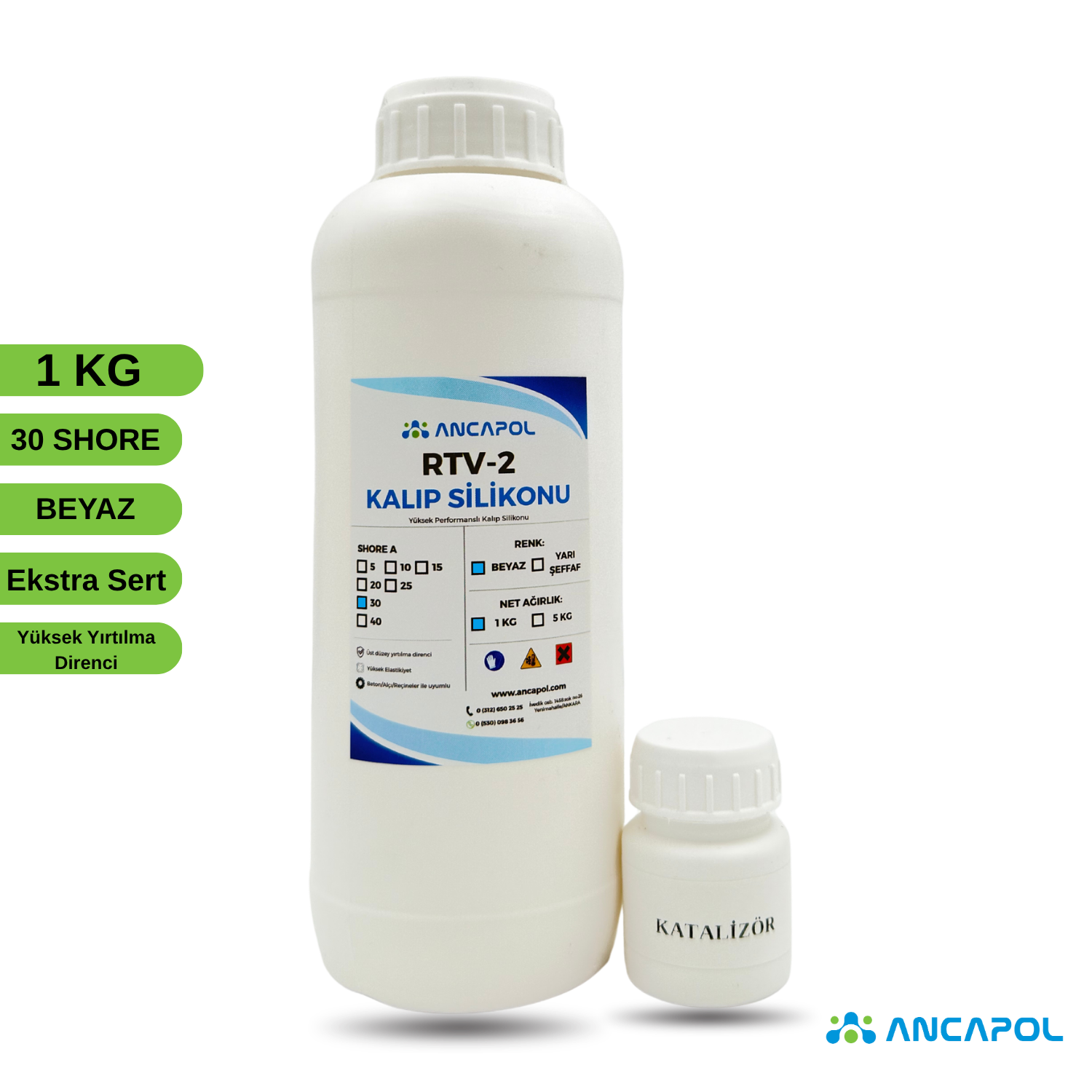 1. Kalite Beyaz RTV-2 Kalıp Silikonu 30 SHORE (Ekstra Sert) 1 KG