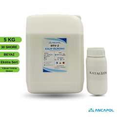 1. Kalite Beyaz RTV-2 Kalıp Silikonu 30 SHORE (Ekstra Sert) 5 KG