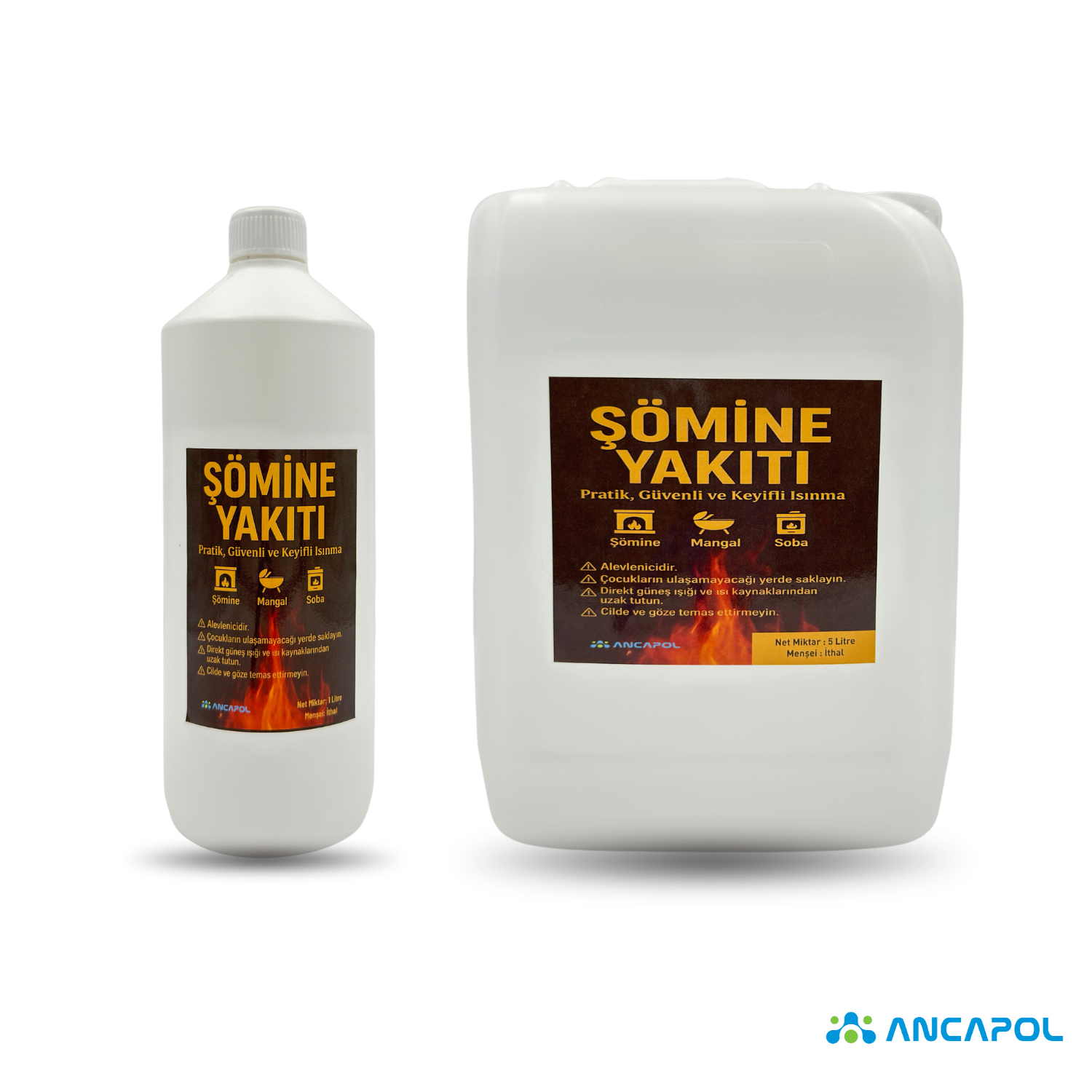 Ancapol Bioethanol Şömine Yakıtı - İssiz, Kokusuz ve Dumansız