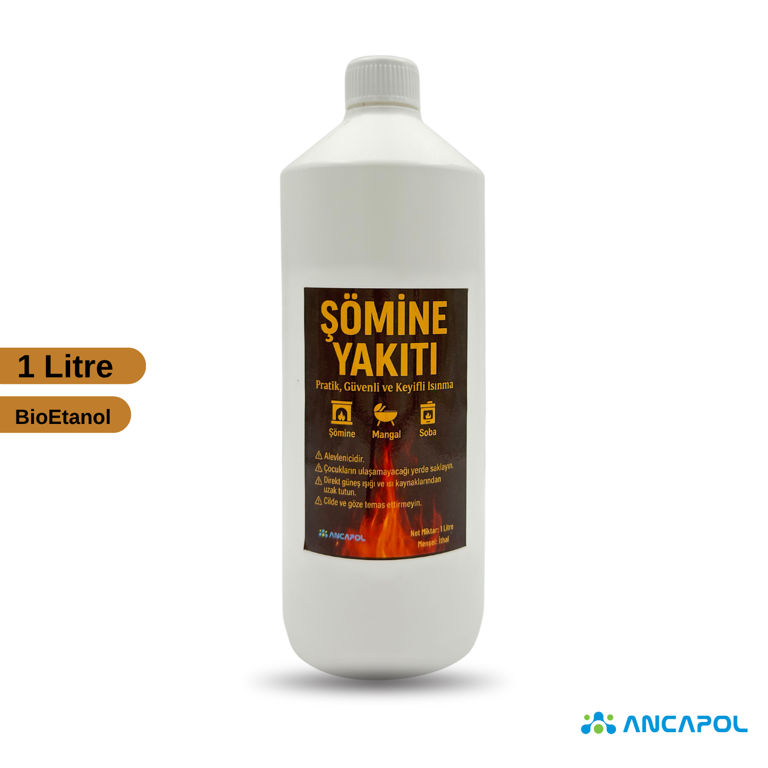 Yüksek Saflıkta Bioetanol Şömine Yakıtı | İssiz ve Kokusuz 1 Litre