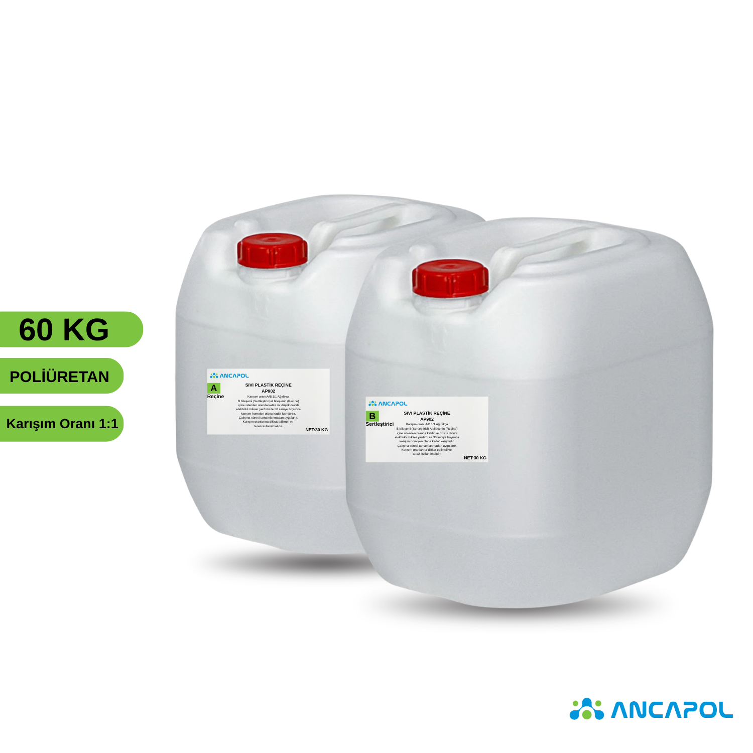 Ancapol AP 902 Sıvı Plastik Poliüretan Döküm Reçinesi - Ahşap Taklidi & Hızlı Kürlenme 60 KG